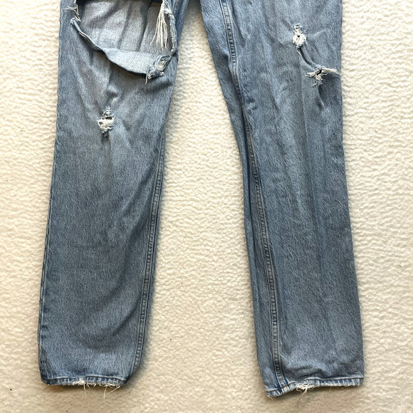 Abercrombie Fitch Jeans Womens 8 Long Blue 90s Straight Ultra High Rise Thrashed - Picture 5 of 13